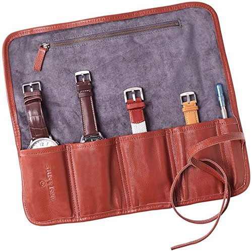 Genuine Leather Watch Roll